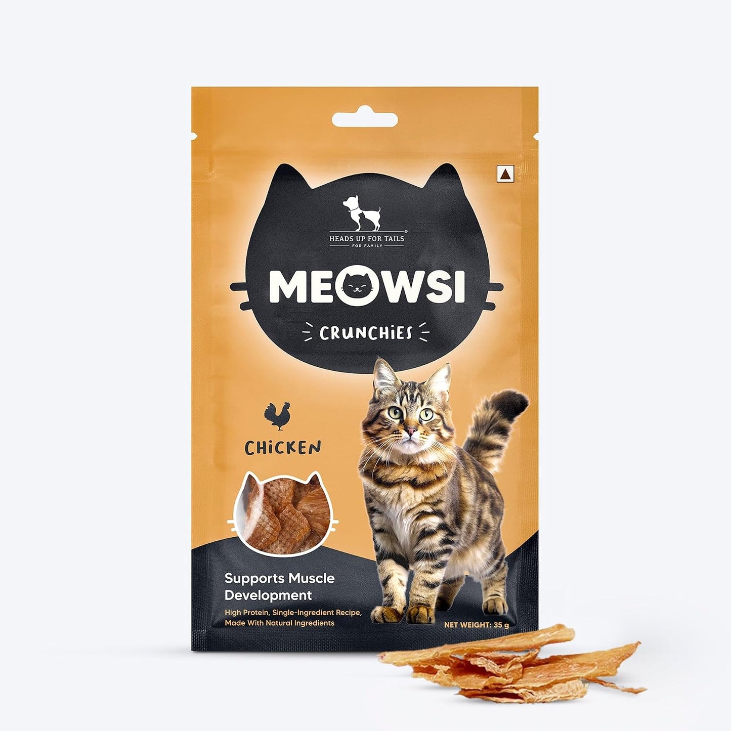 Meowsi by HUFT Chicken Crunchies Cat Treats – 35 gm | Protein-Rich Crunchy Cat Snacks | Tasty Chicken Treat for Cats & Kittens | Supports Dental Health | Ideal Training Reward