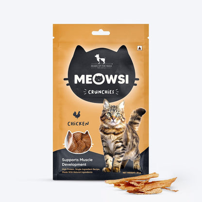 Meowsi by HUFT Chicken Crunchies Cat Treats – 35 gm | Protein-Rich Crunchy Cat Snacks | Tasty Chicken Treat for Cats & Kittens | Supports Dental Health | Ideal Training Reward