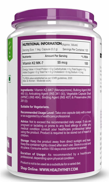Nutritional information label on a supplement container with purple and white design.