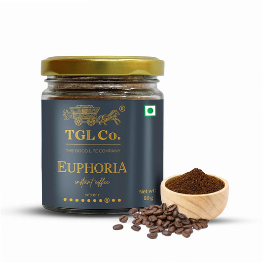 TGL Co. The Good Life Company Euphoria Instant Coffee Powder 50 Gm Jar| Anti Oxidant | Boost Energy | No Artificial Flavour
