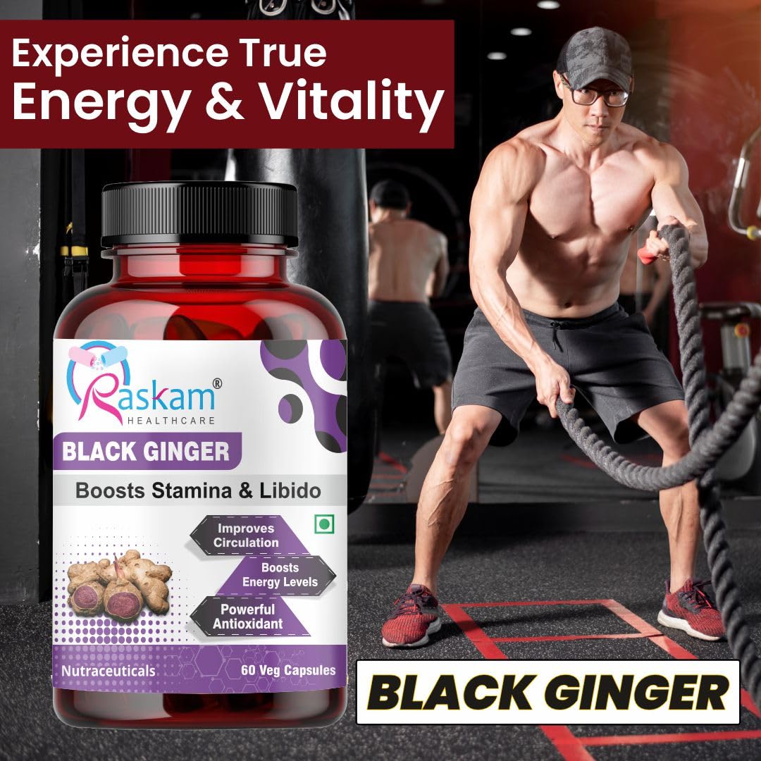 Black Ginger Capsules 500mg (60 Capsules) Which Improves Digestion & Boosts Immunity