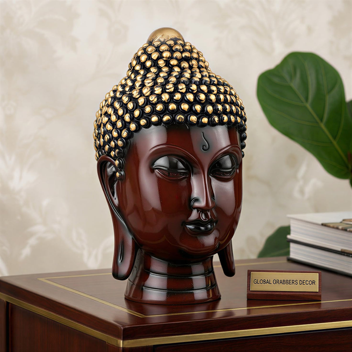 Buddha Idol Statue | Show Pieces for Home Decor Living Room (Maroon Golden)