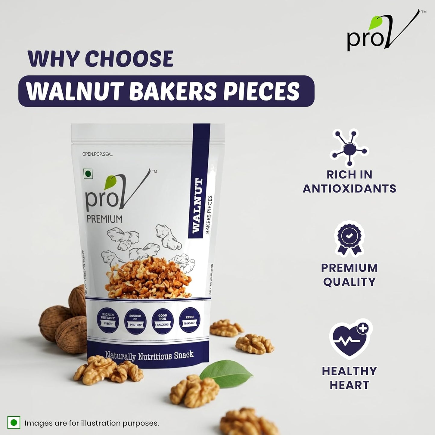ProV Premium Walnut Baking Pieces | 250g | Ideal for Baking & Cooking | Rich in Omega-3 | Natural Akhrot Giri