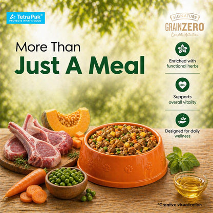 Grain Zero Dog Fresh Food Tetra Pak Lamb & Vegetables, for Adult & Puppy, 350g | Supports Joint & Health | Supports Immune System | Anti Inflammatory Properties | Ready to Serve | One Pack One Meal