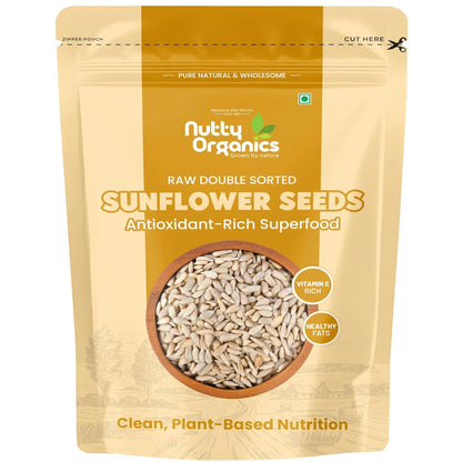 NUTTY ORGANICS Natural Sunflower Seeds 200GM | Raw Sunflower Seeds for Eating- Diet Food | Healthy Snack | Raw Seeds | Weight Management