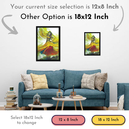 Indian Girl Dancing in Lehenga Choli Woman Lady Painting Photo Frame for Living Room, Bedroom, Home Decor and Wall Decoration (MM 2818, 30.5L x 20.3W cm, Paper, Without Plexi Glass)