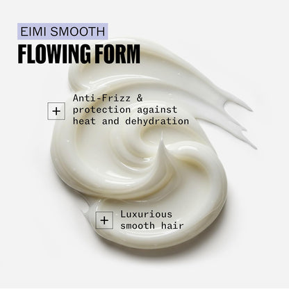 Eimi Smooth hair product with text highlighting features on a white background