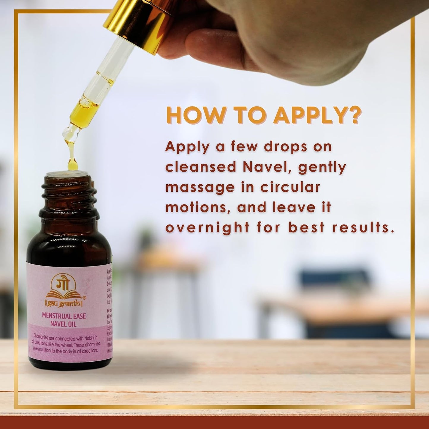 GauGranth Navel Menstural Pain Oil - 15ML (Pack Of 1) | Natural & Pure Menstrual Pain Relief Oil | Ayurvedic Belly Massage Oil for Cramps | Fast-Acting Relief for Menstrual Discomfort