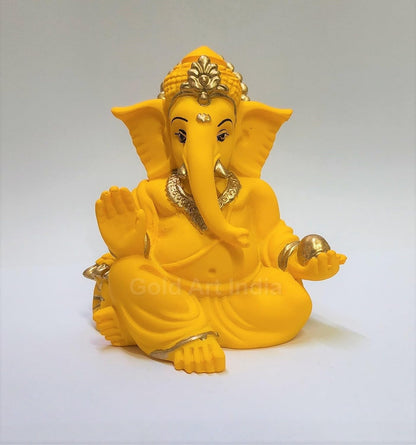 Gold Art India Terracotta Mango Gaddi Ganesha for Car Dashboard Home Decor Gifting Diwali Birthday Festivals (GaddiTerracottaMango)
