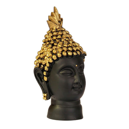Resin Buddha Head Idol Statue Showpiece (Golden, 13.7 cm X 6.3 cm) - Decoration Items for Home Decor Mandir Temple Pooja Room Living Room Table Office Decorative Gifts