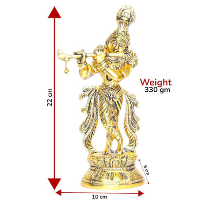 KridayKraft Lord Krishna Metal Statue,Krishna Murti Playing Flute for Temple Pooja,Decor Your Home,Office & Gift Your Relatives,Showpiece Figurines,Religious Idol,Gift Article...