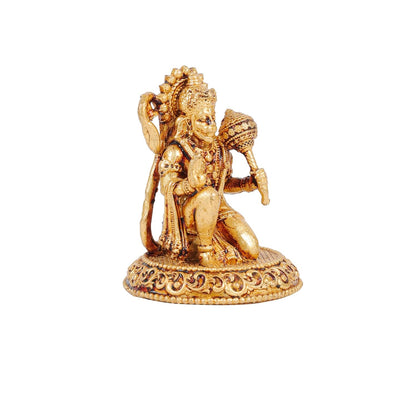 2 Inch Pure Brass Hanuman Ji Idol with Gada | Decorative God Statue for Home Temple, Mandir & Pooja Room Decor | Ideal for Pooja, Diwali, Spiritual Decor & Festive Gifting