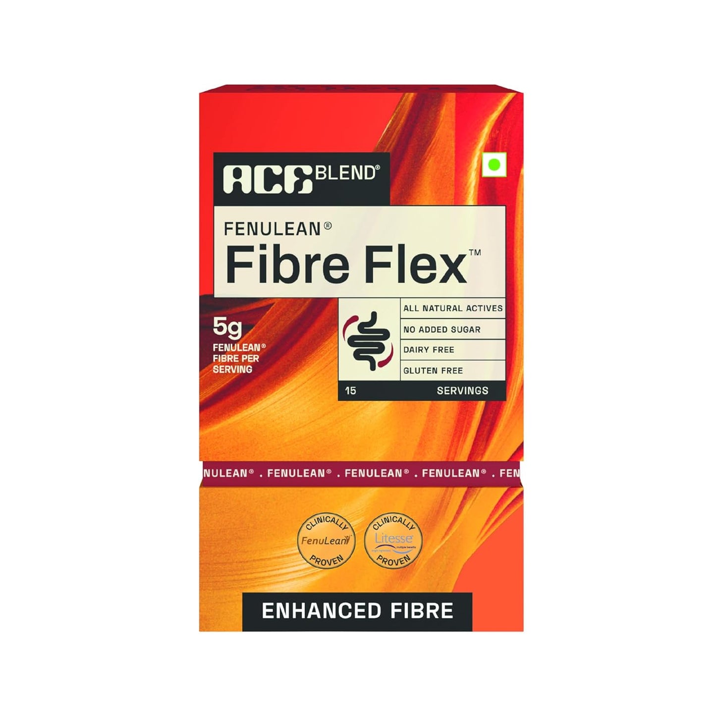Ace Blend FenuLean Fibre Flex | 30 sachets (Super) | Natural Prebiotic Fibre Supplement | Weight Loss, Constipation & Bloating Relief | Supports Digestive & Gut Health | Natural Fruit Punch Flavour
