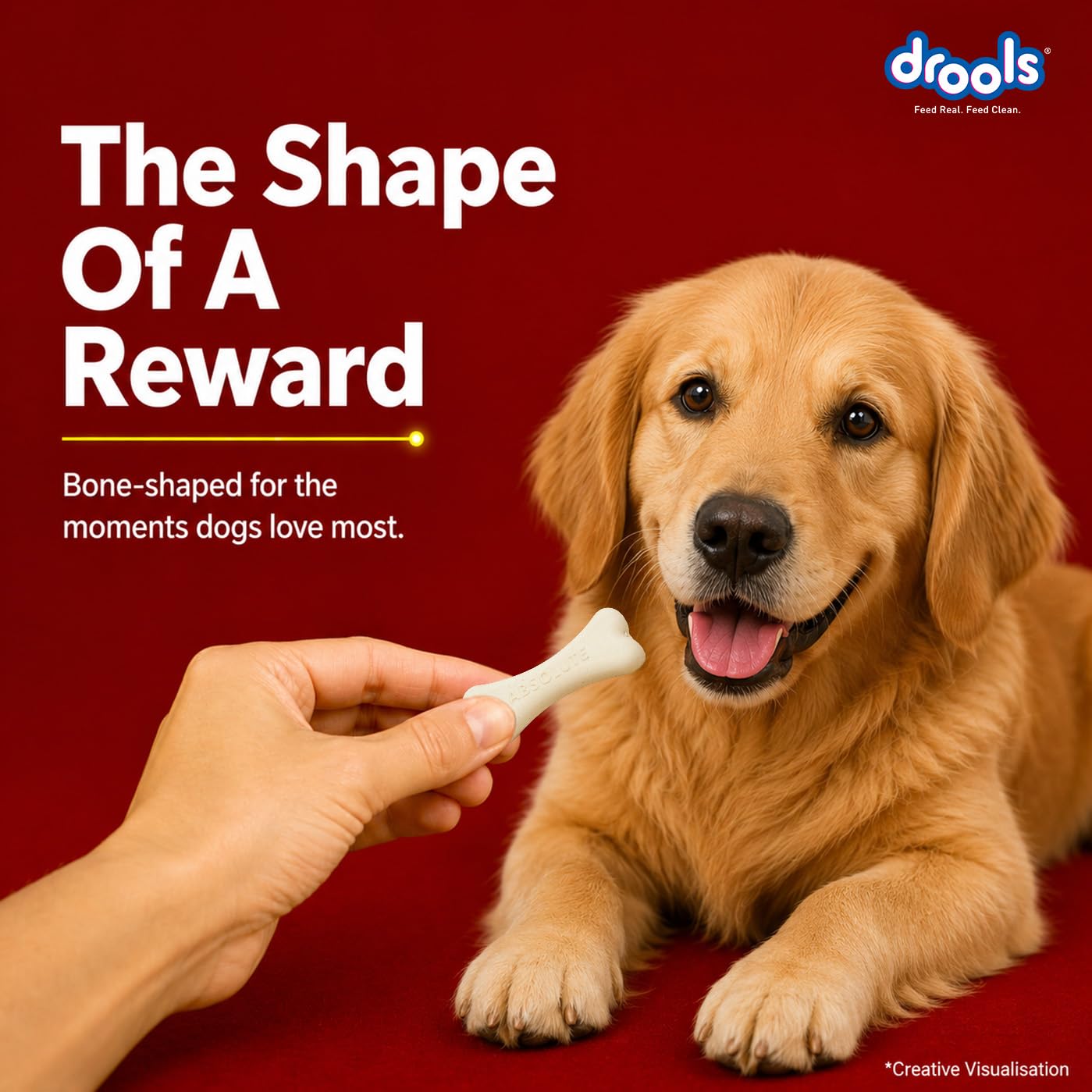 Drools Absolute Dog Treat Calcium Bone Pouch, 190g Pack | Chicken Flavour | Healthy Bones & Joint | Strong Teeth | Optimum Calcium & Phosphorus Ratio,All Life Stages