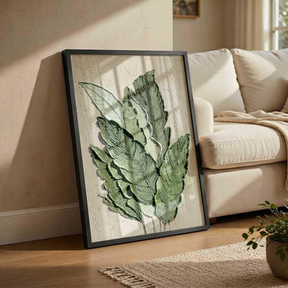 Floral Art leaf Wall Painting Home Decoration With Frame For Living Room Bed Room Hotel Wall Decor Digital Reprint Engineered Wood (13X17 INCH)
