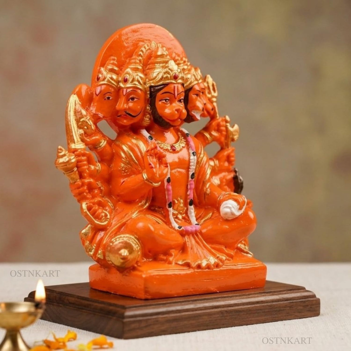 Hanuman Ji Murti Panchmukhi Hanuman for Door Entrance Polyresin 5.5 inch Sindoori Home & Office Decor Living Room Decoration Gift bajarangbali Balaji Idol Evil Eye