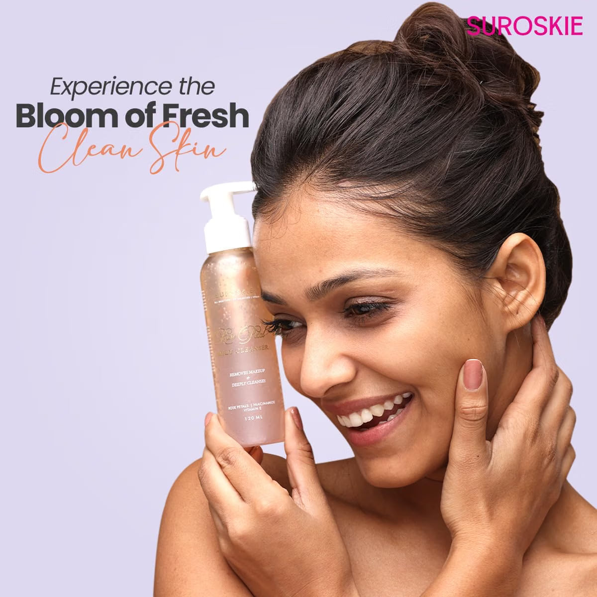 Suroskie Rose Petals Melt Cleanser 120Ml |2-In-1 Face Wash & Makeup Remover | Rose Water, Niacinamide & Vitamin E For Nourished, | Brightens & Glow | Suitable For All Skin Types – Men & Women