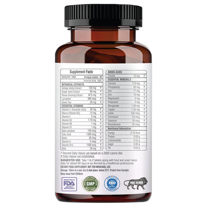 Supplement bottle with label on a white background