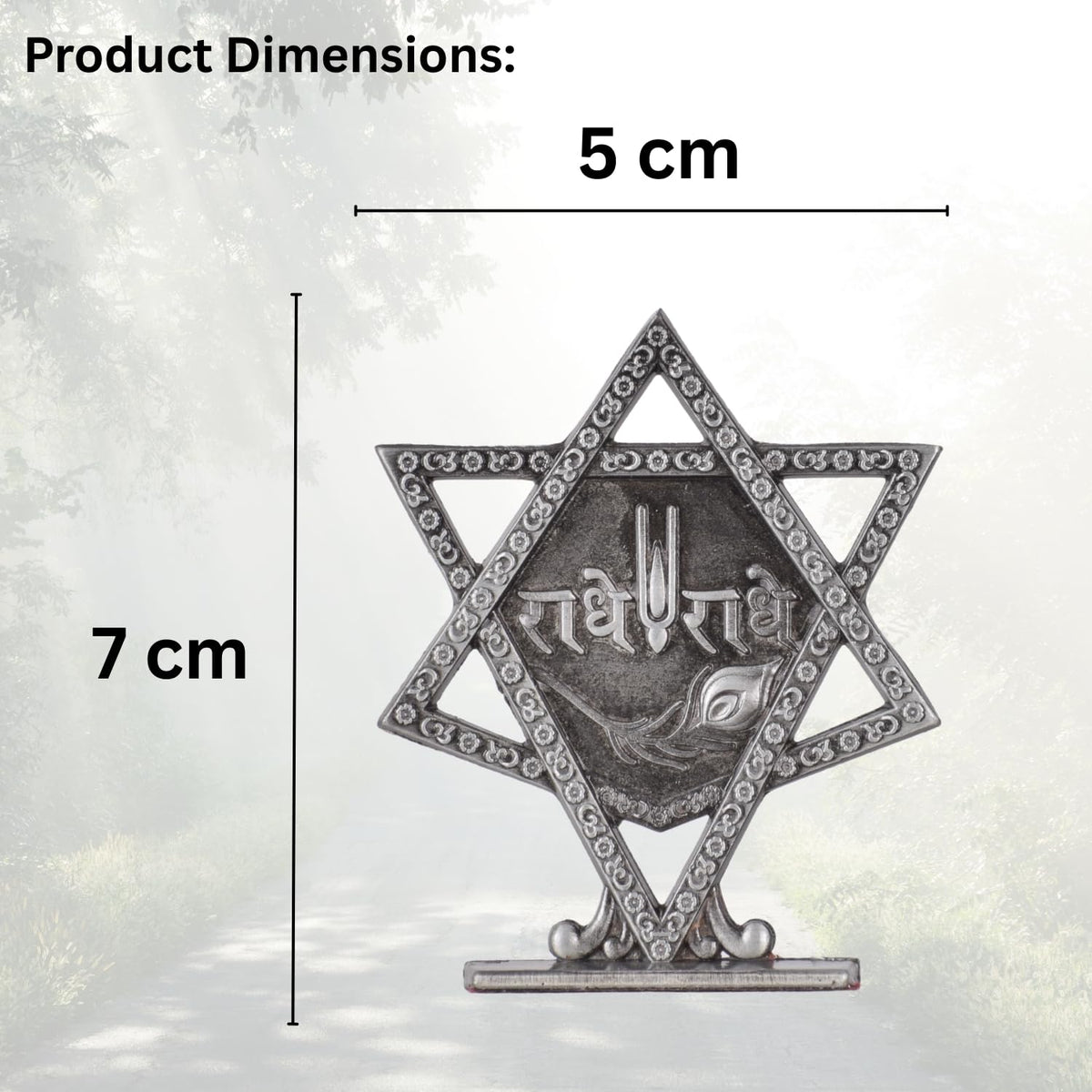 Radhe Radhe Greeting in Star Idol for Car Dashboard – Silver Finish Spiritual Decor for Car, Mandir & Office (S928-SLVR)