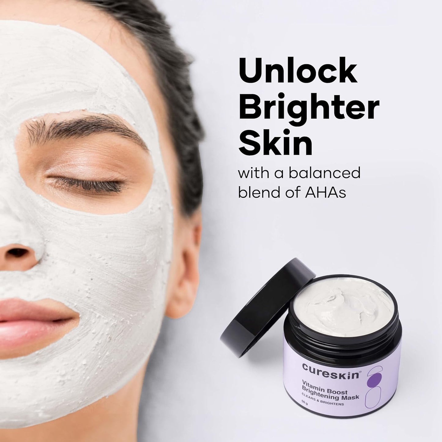 Cureskin Vitamin Boost D Tan Face Mask for Glowing Skin | D Tan Pack for Tan Removal | Fruit Based AHA Tan Removal De Tan Face Pack Mask for Women & Men | Tan Removal Cream