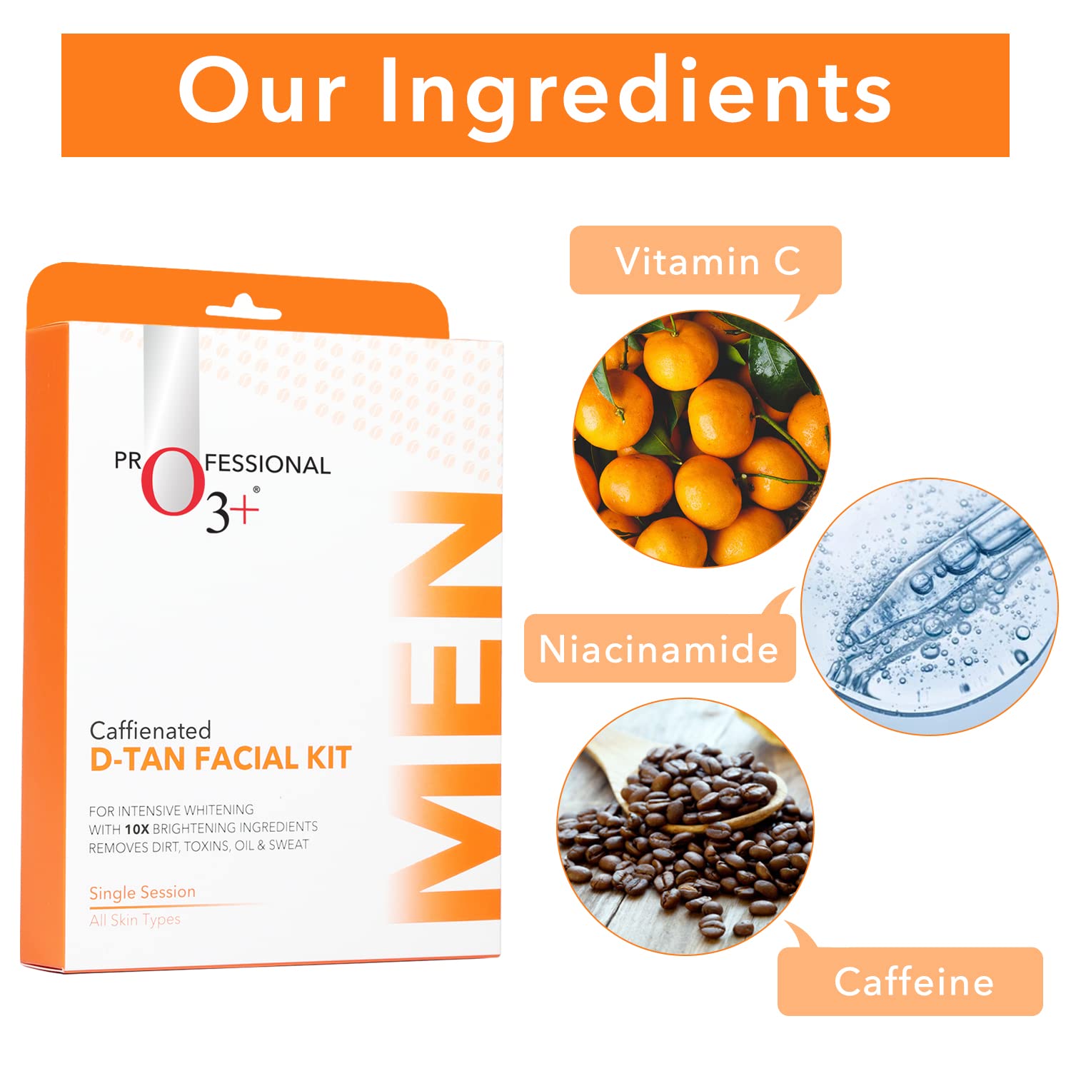 Zephivo O3+ Caffeinated D-Tan Facial Kit for removing dirt toxins oil and sweat single session for All Skin Types 40 GM