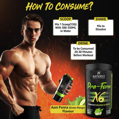 Man holding a supplement container with text on how to consume it, featuring the brand 'Naturyz'.