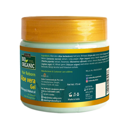 BIO Organic Aloe vera Gel jar with gold lid on a white background