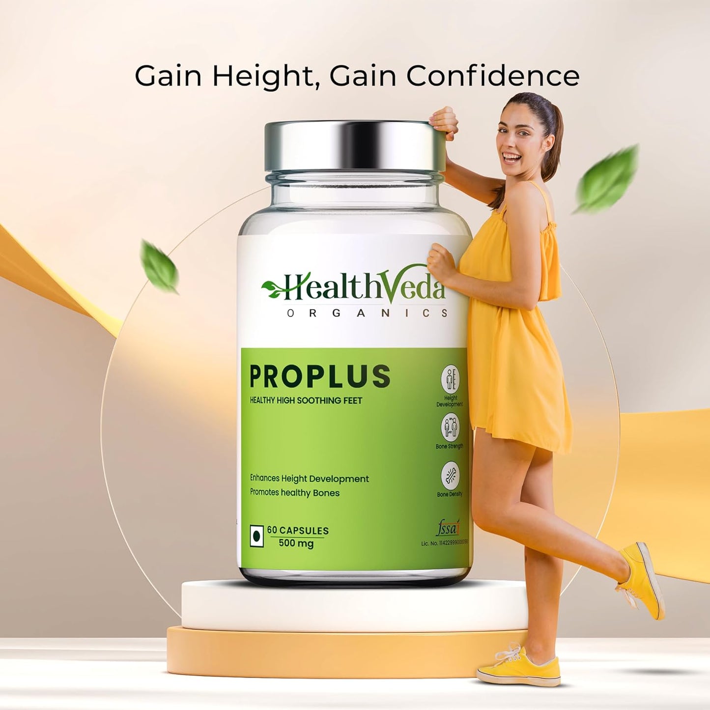 Zephivo HEALTH VEDA ORGANICS PRIVATE LIMITED ProPlus, 500mg | Improves Bone Strength | 60 Veg Capsules | For Both Men & Women