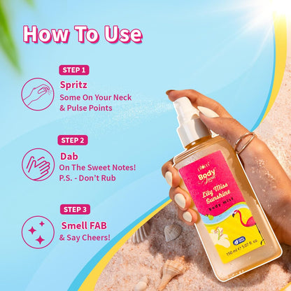 Plum BodyLovin' Lily Miss Sunshine Body Mist| Long Lasting Fresh Summer Fragrance With Notes Of Lily, Bergamot & Pear | Travel-Friendly Perfume Body Spray 150ml