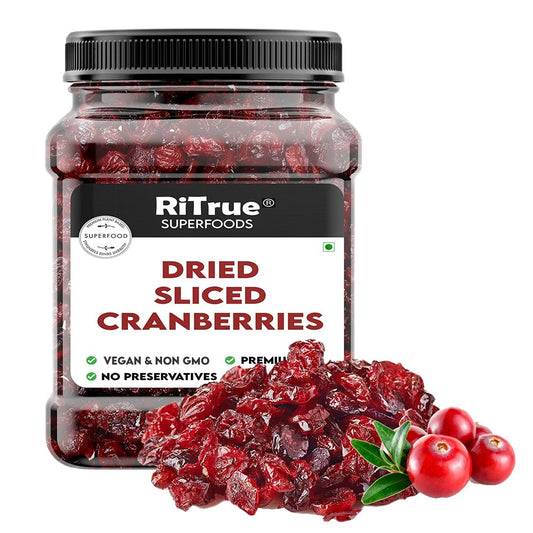 RiTrue - Dried Sliced Cranberry - 250 Gm Jar - Vegan, Non-GMO, Gluten Free | USA Cranberries Dry Fruits