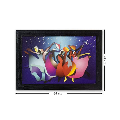 Wooden framed Modern Art Rain Painting | Ready to Hang- (Wooden Frame, Multicolor, 14 inch x 10 inch)