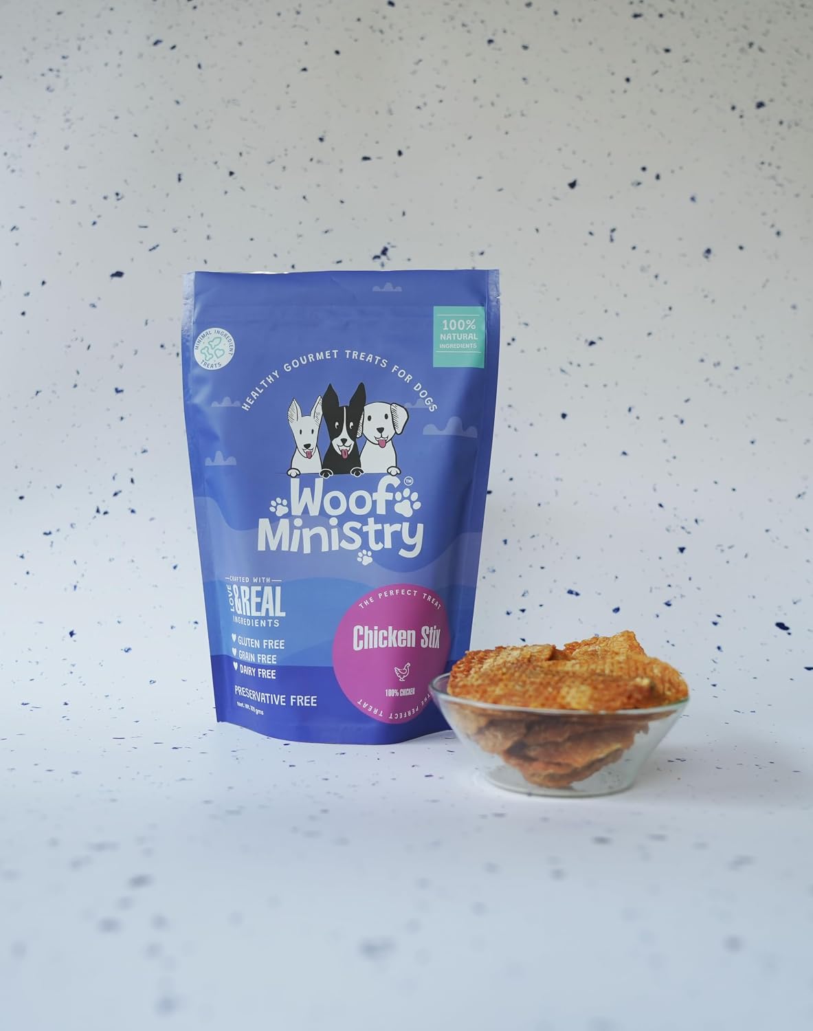 Woof Ministry Chicken Stix for Dogs, Single Ingredient Dehydrated Dog Treats (Non Veg Treats -100 Grams), All Life Stages, Chips