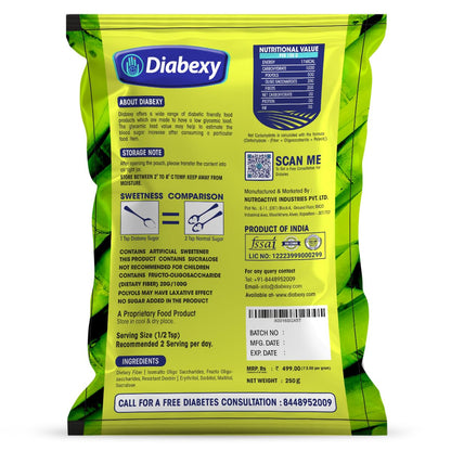 Diabexy Sugar Free Sweetener/Sugar | Sugarfree Powder | No Maltodextrin | No Dextrose- 250g