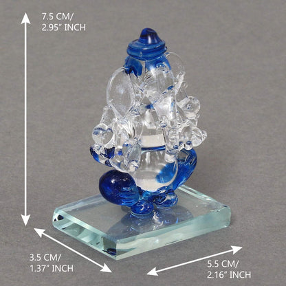 Blue and Transparent Double Sided Crystal Car Ganesha Showpiece