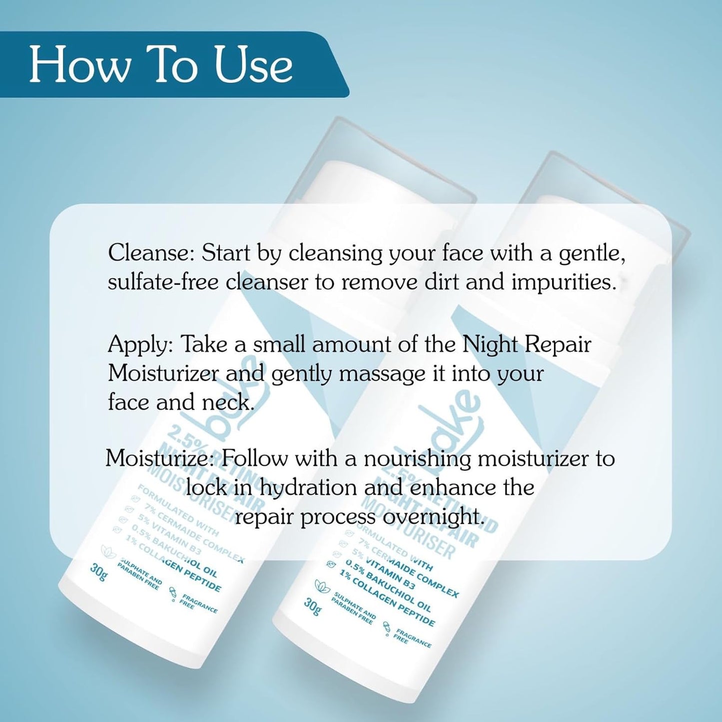 BAKE Retinol Night Cream with 2.5% Retinoid & Bakuchiol Oil for Anti Ageing, Fine Lines & Wrinkles | Retinol Night Repair Moisturizer | Lightweight, Non Sticky & Fragrance Free | All Skin Types | 30g