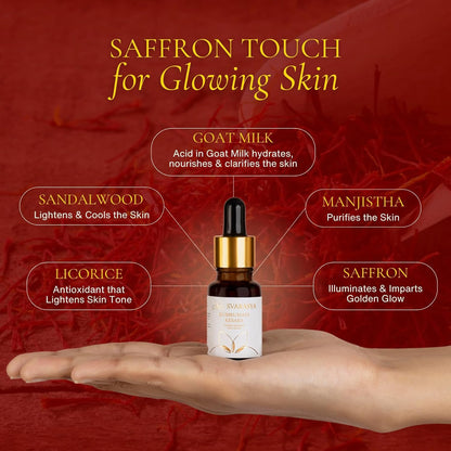 Svarasya Kumkumadi Tailam Face Oil - 12ml Ayurvedic Kumkumadi Oil with Saffron & Sandalwood - Helps Reduce Signs of Aging | For Radiant Skin | For Men & Women | All Skin Types