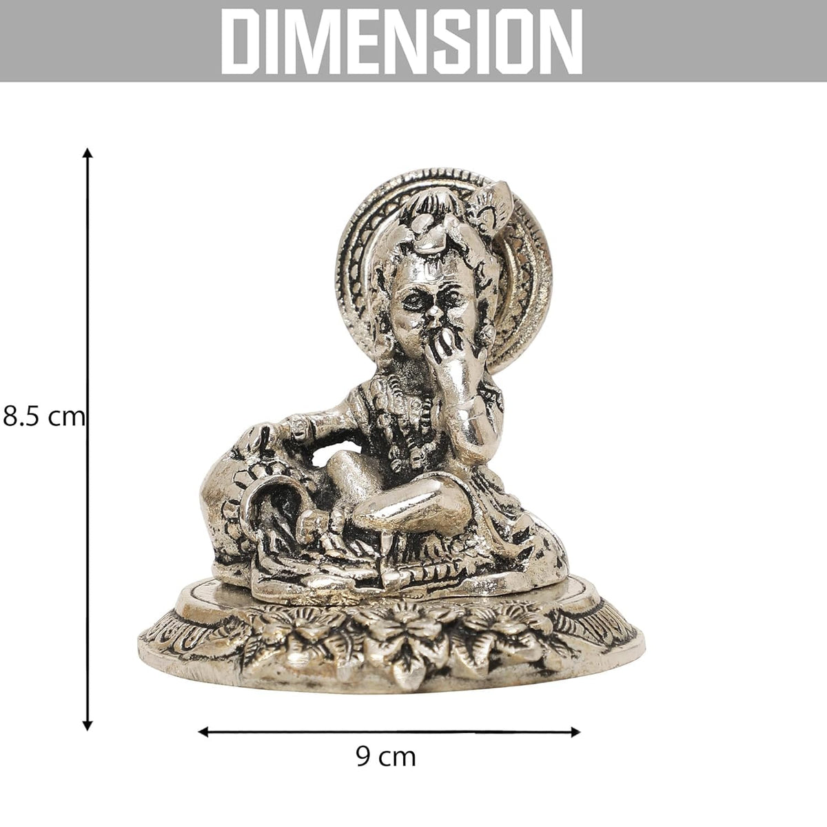 Lavanaya Silver Presents - Silver Plated Laddu Gopal/Bal Gopal God Idol Statue - Perfect for Marriage Anniversary, Wedding, Housewarming, and Birthday Gifting with Premium Gift Box