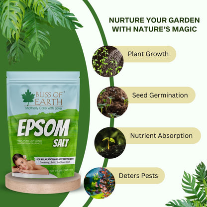 Bliss of Earth Epsom Salt for Foot | 1kg Epsom Salt for Foot Soaks, Bath Soaks, Plants & DIY Scrubs | Natural Magnesium Sulphate for Muscle Relief & Aromatherapy | Cruelty-Free