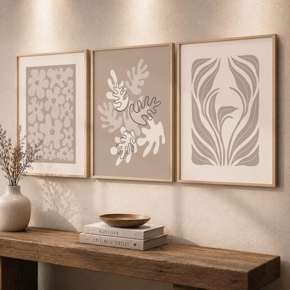 Boho Art Home Decoration Paintings With Frame For Living Room Bed Room Hotel Wall Decor Digital Reprint Set of 3 (13x17 inch)