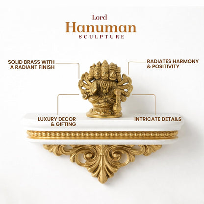 Panchmukhi Hanuman Ji Idol | Brass Five Face Hanuman Sculpture with Radiant Finish for Pooja Room | Festive Gift Idol (Design07: L7 x W5 x H7 cm)