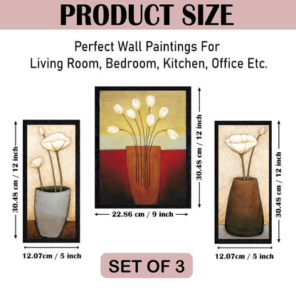 Wall Painting Frames For decor, Pictures Frame For Living Room, Home Decoration, Bedroom, Set of 3, 1pc- 23 x 30 cm, 2pc- 12.5 x 30 cm (Design 11)