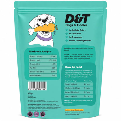Dogs & Tiddles Smoked Chicken Jerky Dog Treats for Puppies & Adult Dogs, 70g | Soft & Chewy High-Protein Dog Snacks | Grain-Free Training Treats| Easily Digestible and Healthy