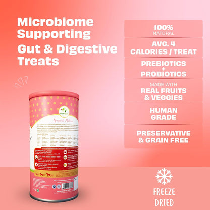 Pawfect Yogurt Melties Freeze-Dried Pre and Probiotic Dog Treats with Yogurt, Strawberry, Apple, Burdock Root and Papaya - Gut Health - Low Calorie Snacks - Grain-Free Dog Training Treats (38g/1.34oz)