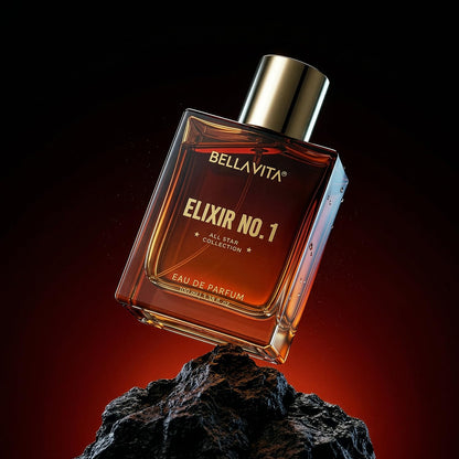 BellaVita Elixir No. 1 perfume bottle on a dark background