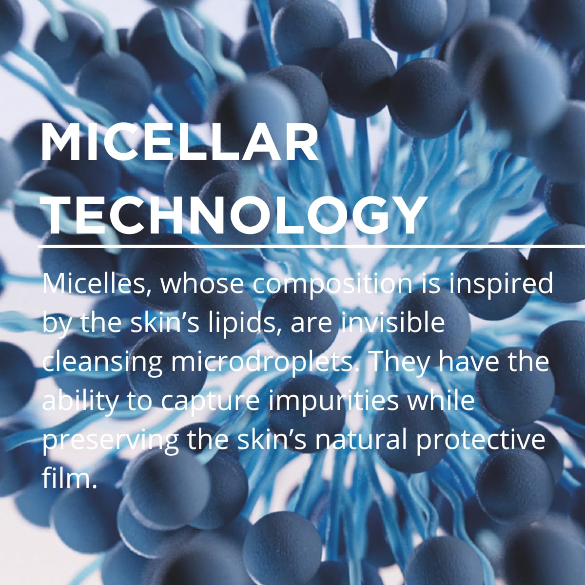 Illustration of micellar technology with text explaining its function.