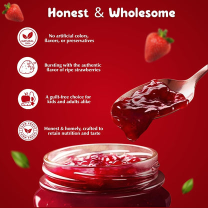 GAO FARM Natural Strawberry Jam & Preserve 200g | No Added Sugar, Vegan & Gluten Free | 100% Real Strawberries & Apple Juice | No Preservatives | Toast, Breakfast & Baking Spread