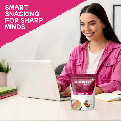 PUREHEART Nutrimix – Sierra Trail | Premium Seed & Berry Mix with Sunflower, Pumpkin, Cranberry, Raisins & Flax | High Fiber Superfood Snack for Energy & Digestion
