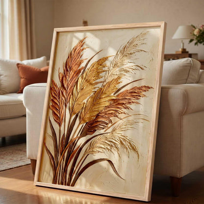 Abstract Floral Art WALL Framed Painting | Big Aesthetic Flowers leaves WALL Framed Paintings for Living Room Bedroom Wall Decor (13x17 inch)