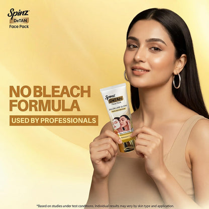 Spinz DeTan Face Pack with Besan, Honey & Kojic Acid | Tan Removal cream for Brightening & Glow | Salon-like Glow in 15 mins | 100gm