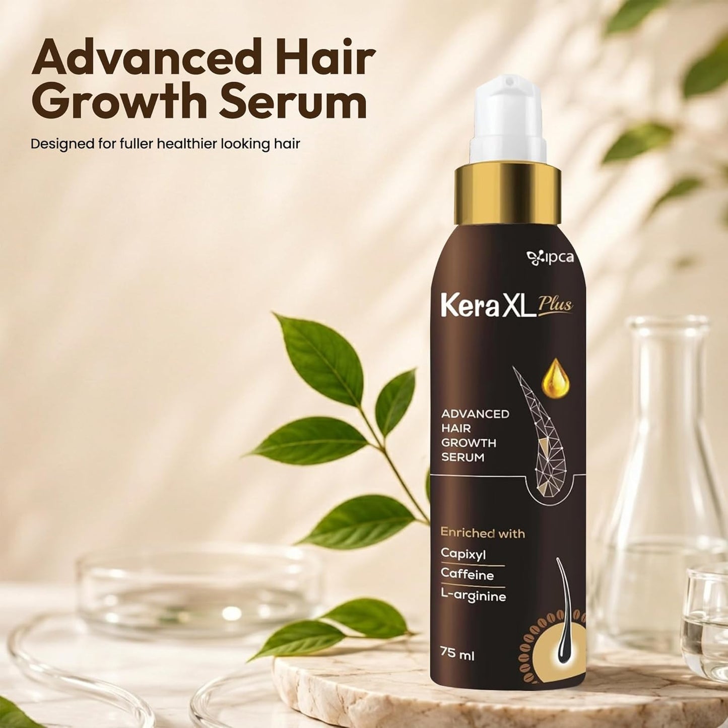 Ipca KERA XL Plus Advanced Hair Growth Serum – 75ml Hair Care Serum for Reduced Hair Fall, Fuller & Thicker Looking Hair, Scalp Nourishing Formula